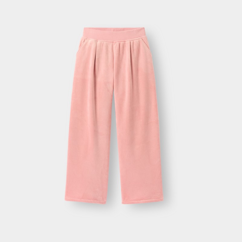 Wijdvallende roze fluwelen broek voor meisjes