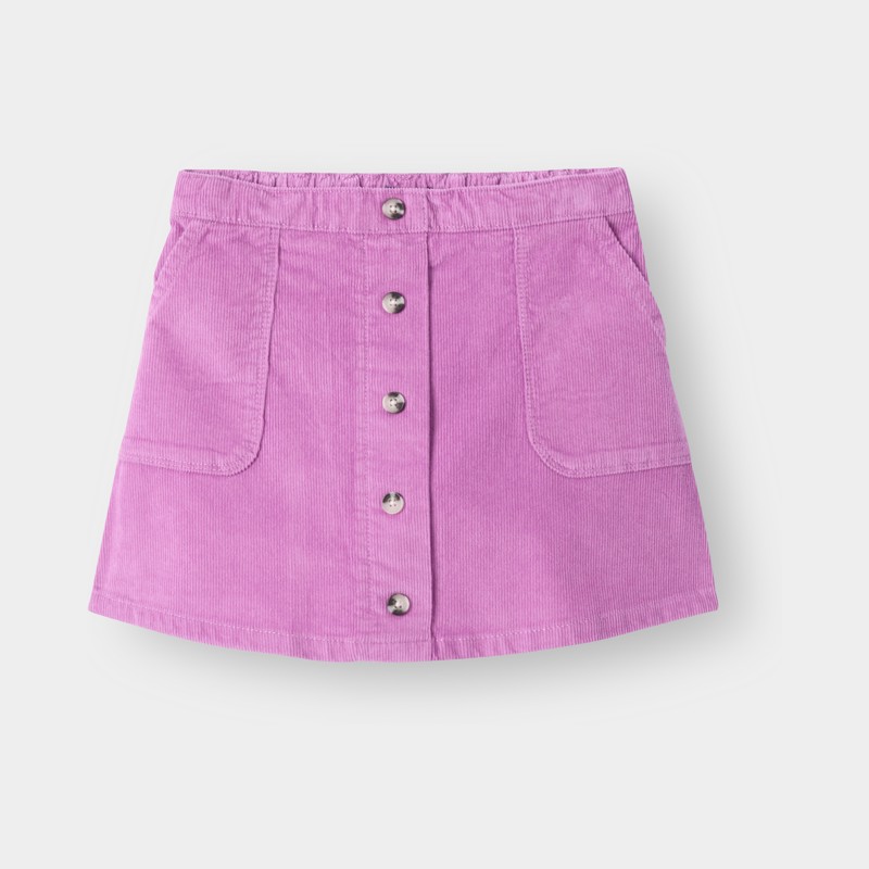 Gonna-pantaloncino in velluto rosa da bambina