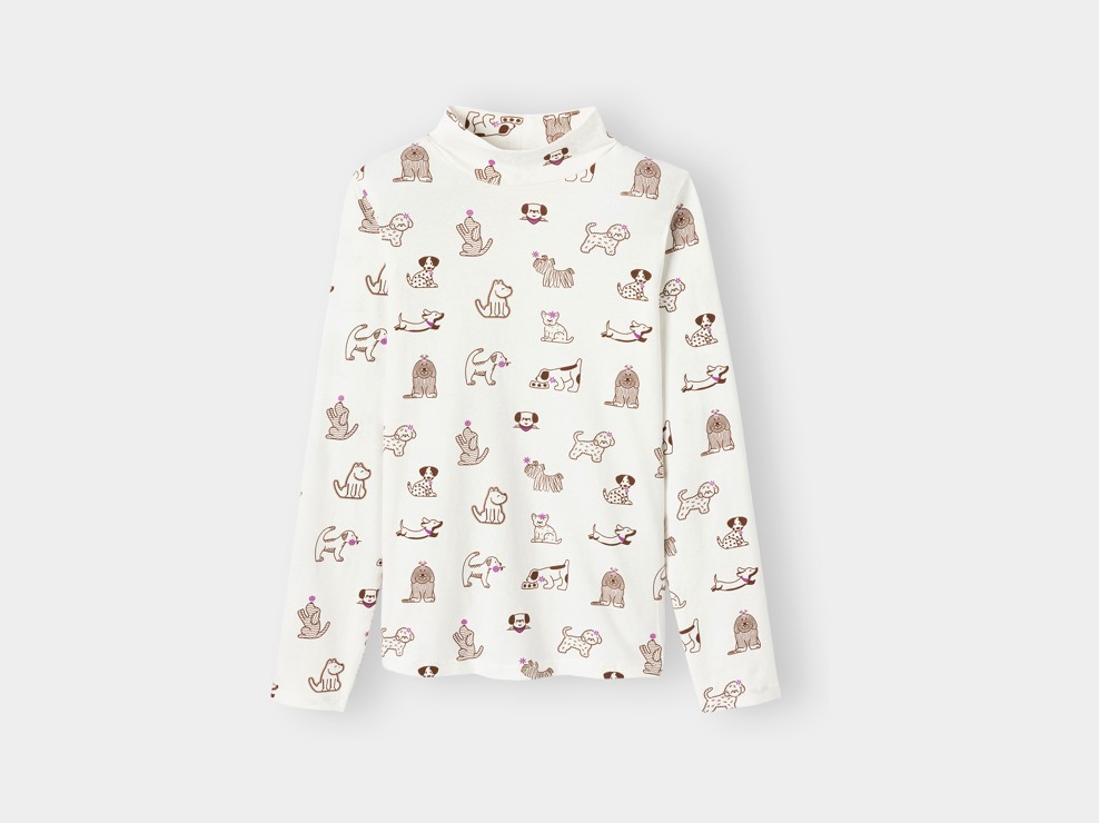Samtkleid und rosa Pullover mit Hundemotiv für Mädchen 2