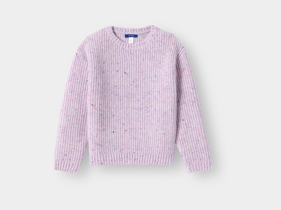 Pull maille tricot chiné mauve fille 2