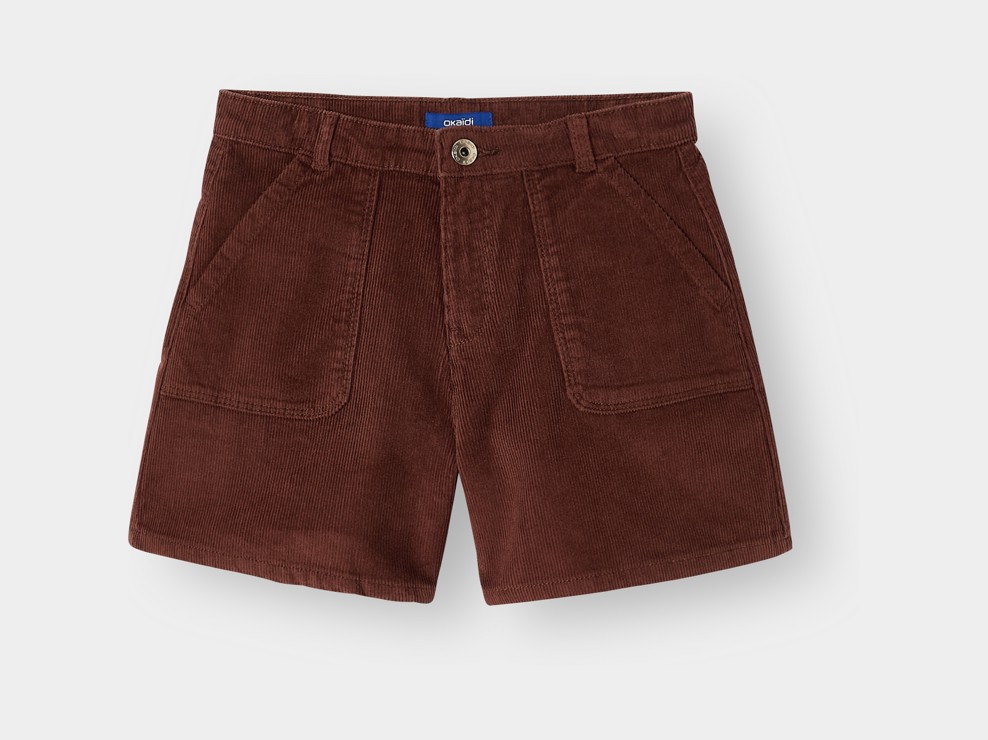 Short côtelé marron fille 1