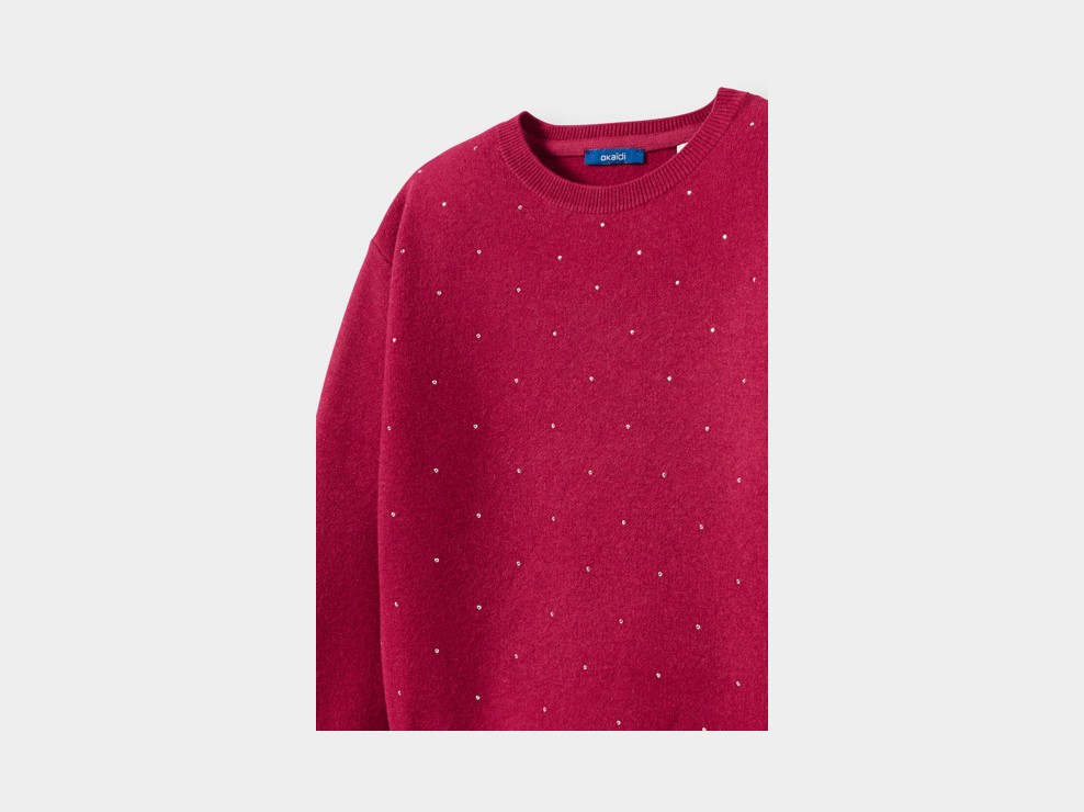 Pull maille tricot rose foncé fille 2