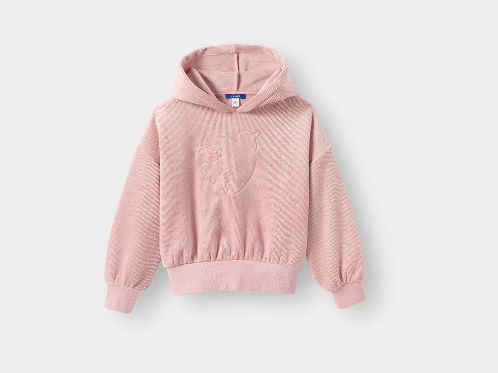 Sweat à capuche velours rose fille 2