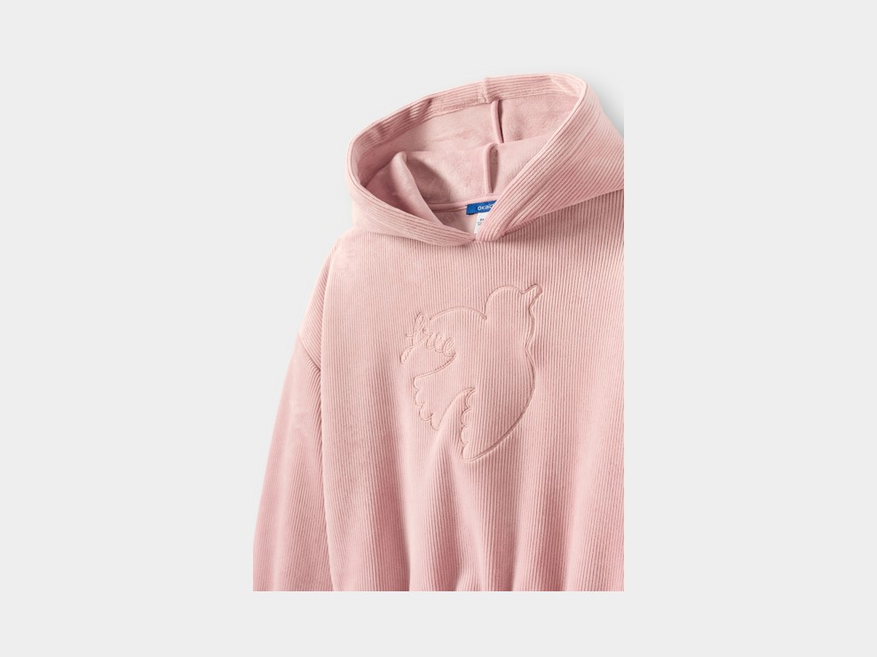 Sweat à capuche velours rose fille 2