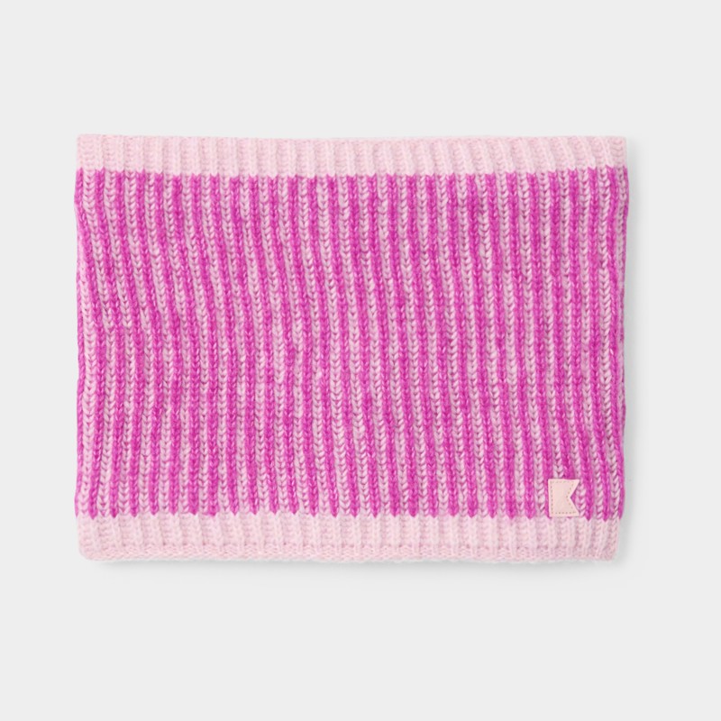 Snood maille tricot rose fille