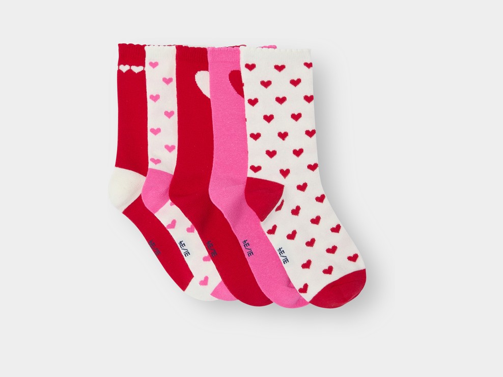 Chaussettes coeur rose fille (lot de 5) 1