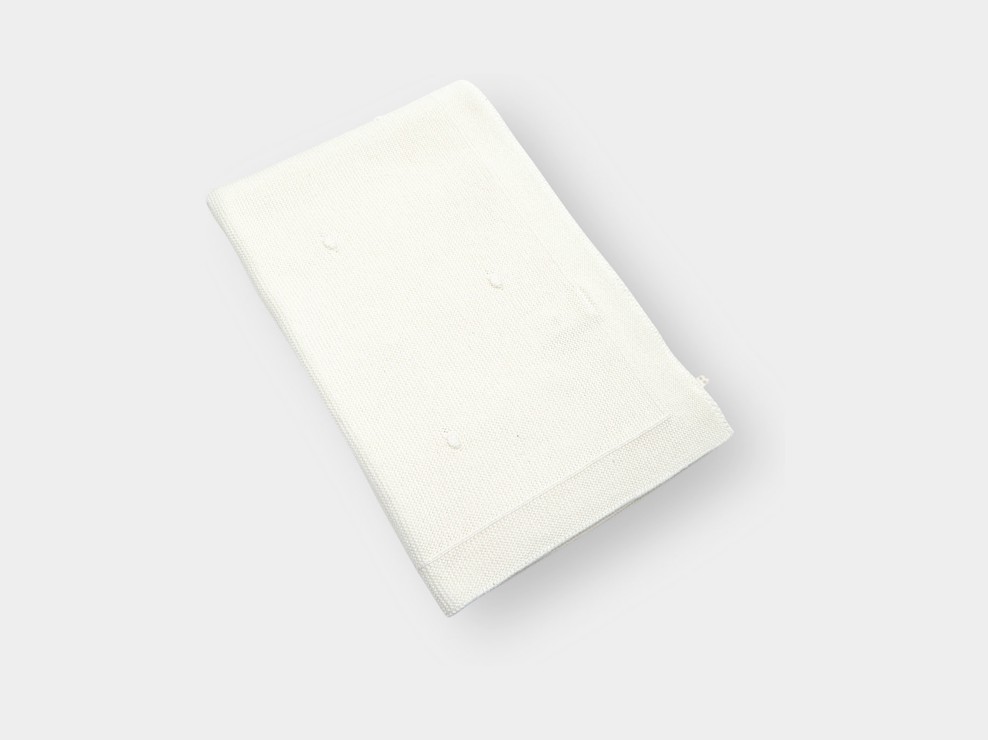 Couverture maille tricot blanc bébé naissance mixte 1