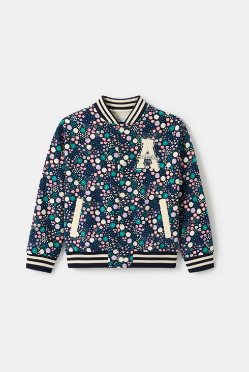 Meisjesbomberjack met veelkleurige print 1