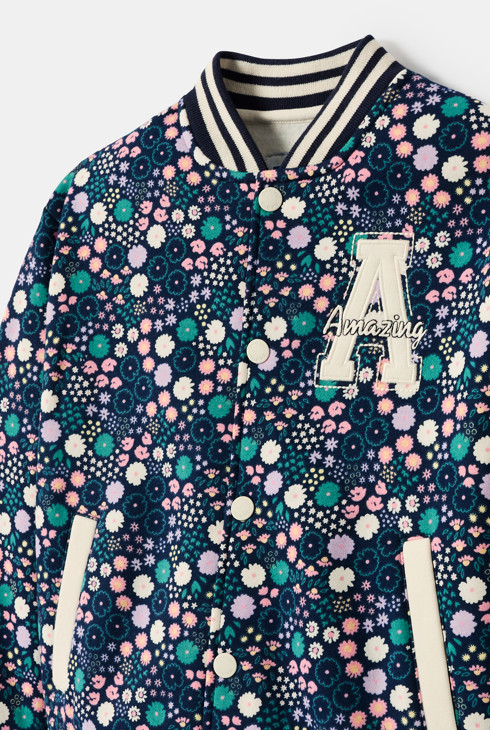 Meisjesbomberjack met veelkleurige print 2