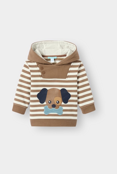 Sudadera de felpa a rayas marrón para bebé niño 1