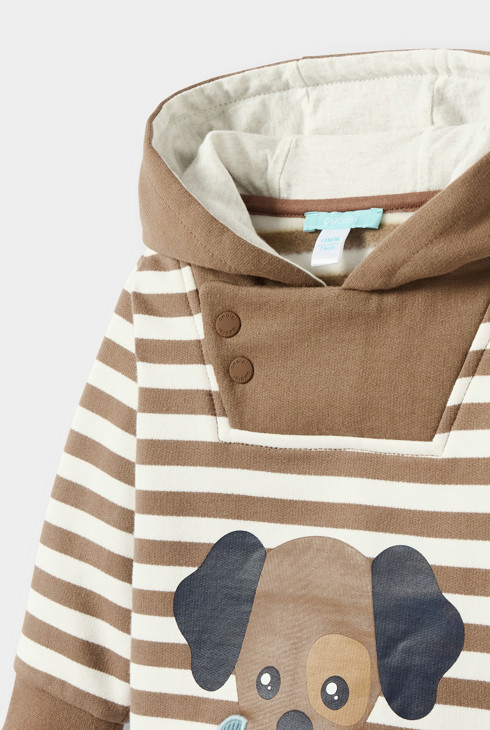 Sudadera de felpa a rayas marrón para bebé niño 2
