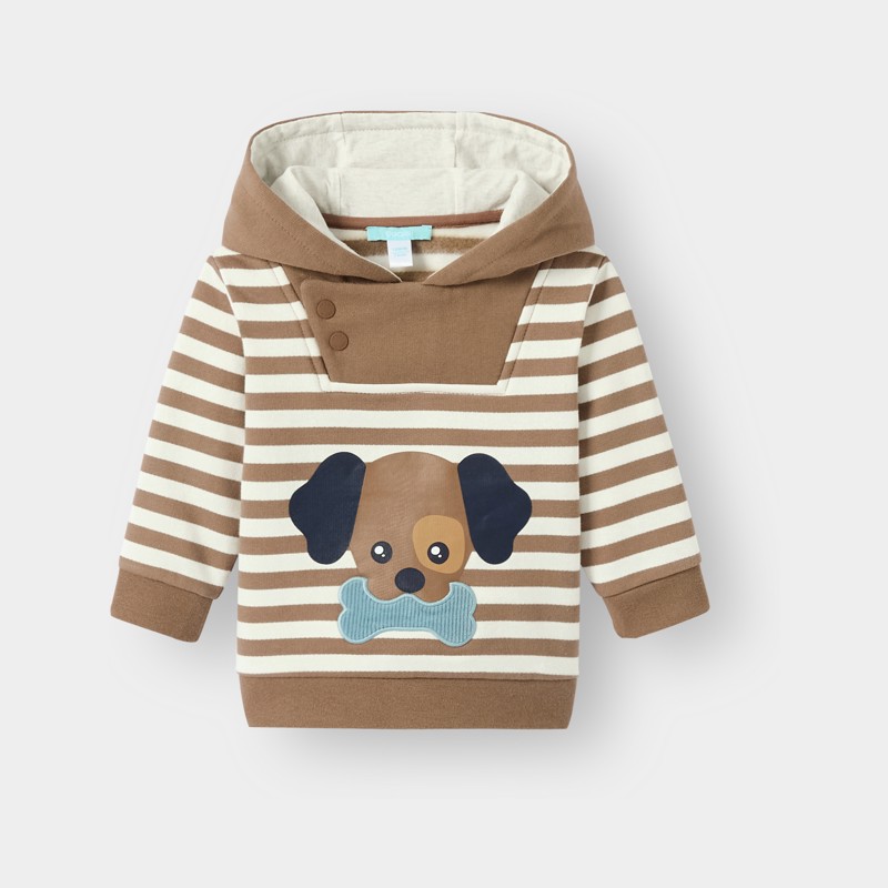 Bruin gestreept fleece-sweatshirt voor babyjongens