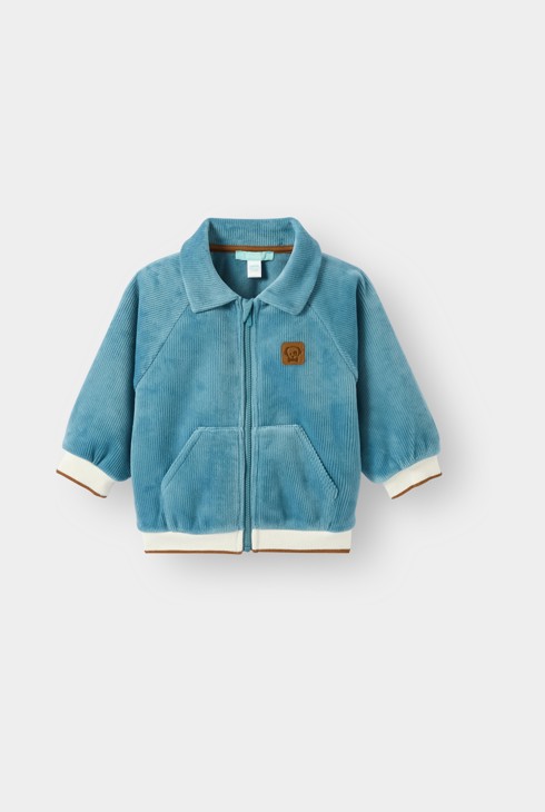 Chaqueta de terciopelo azul para bebé niño 1