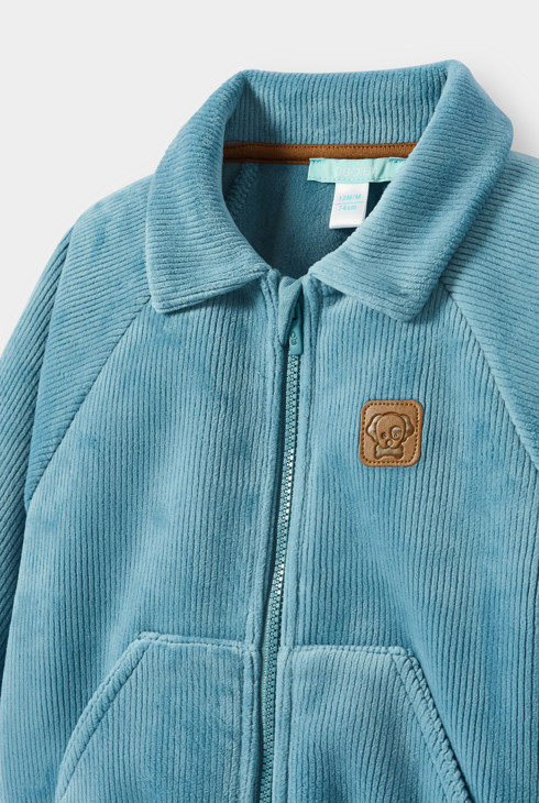 Chaqueta de terciopelo azul para bebé niño 2
