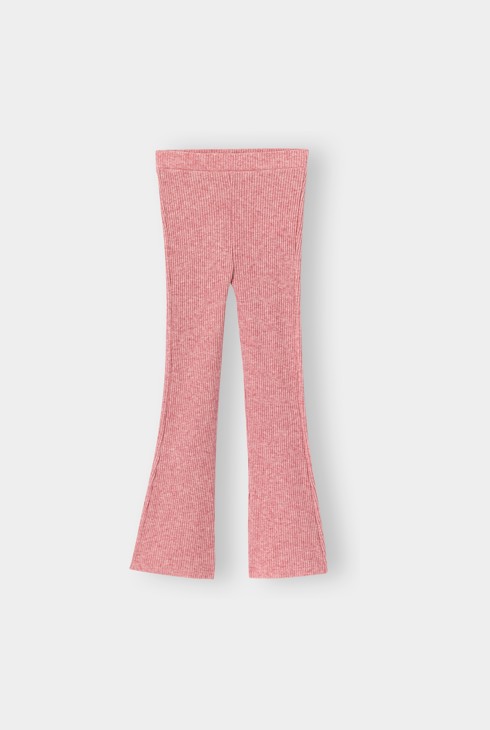 Legging bas évasé côtelé rose fille 1