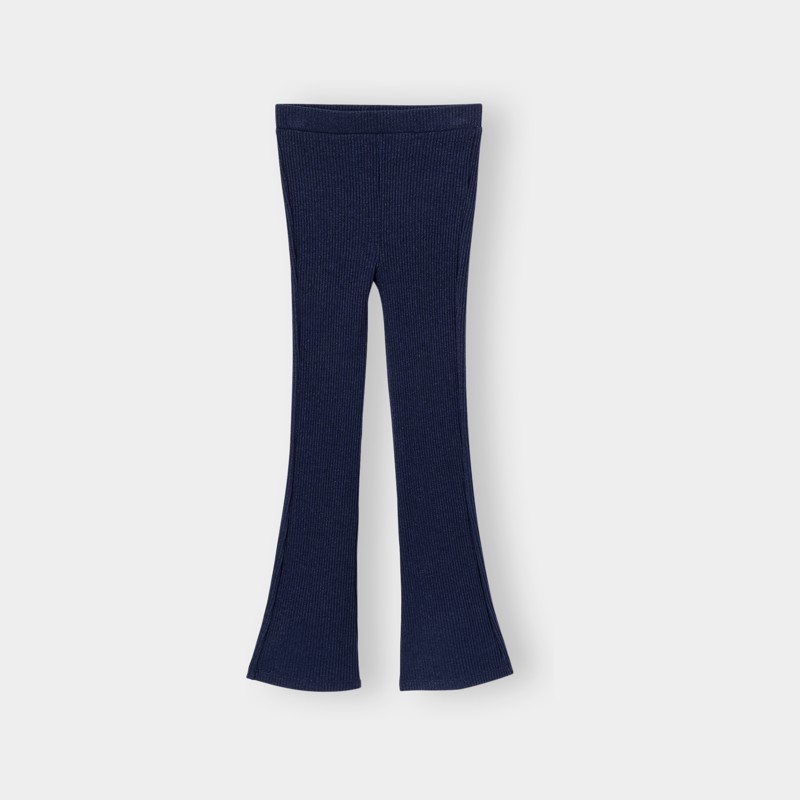 Legging bas évasé côtelé bleu fille