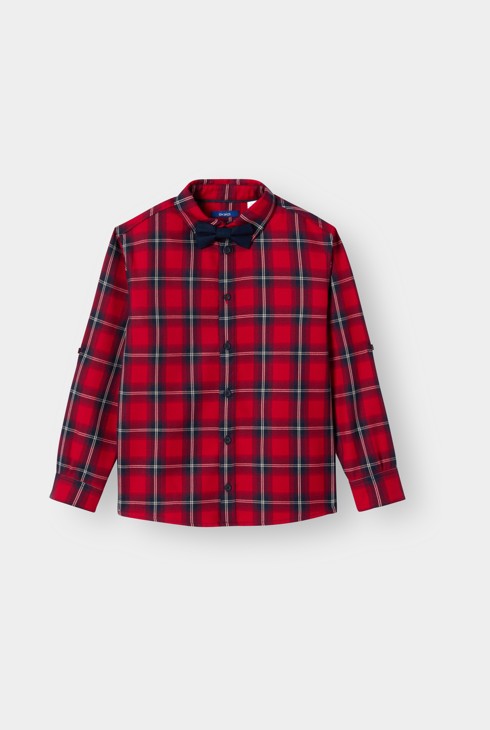 Camisa de twill a quadres vermells per a nens 2