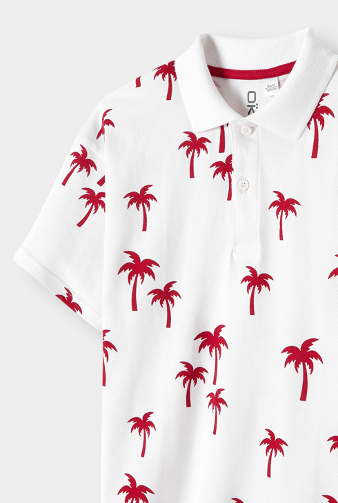 Polo imprimé blanc garçon 2
