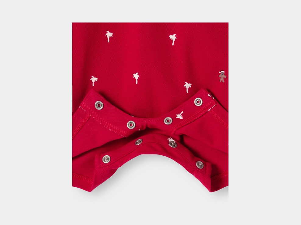 Combi courte coton piqué rouge bébé garçon 2