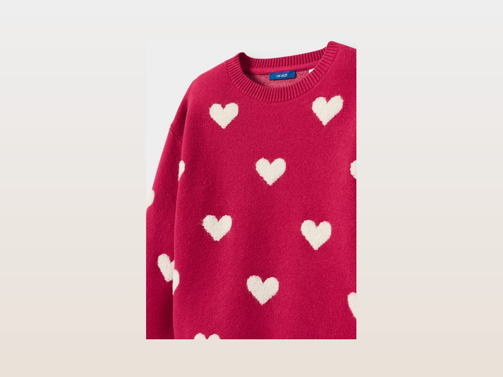 Pull motif cœurs rose fille 2