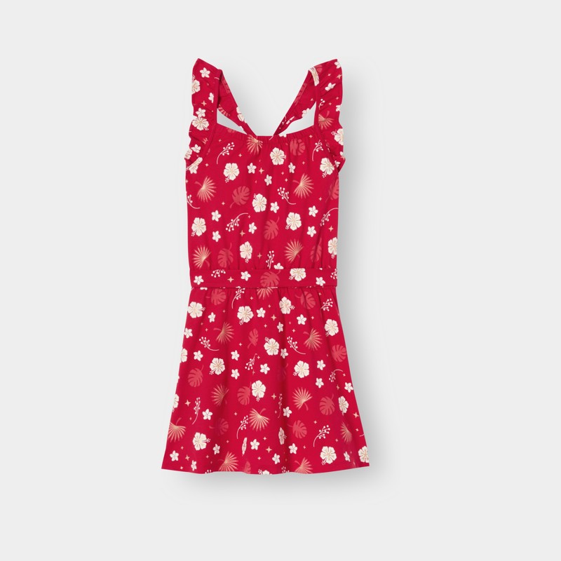 Robe fleurie rouge fille