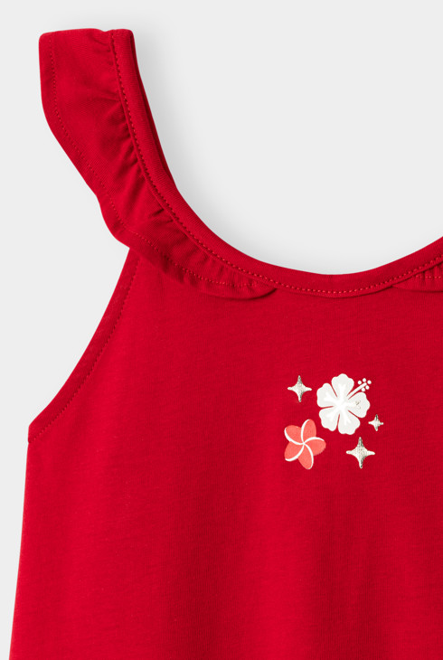 Rood tanktopje met bloemenprint voor meisjes 2