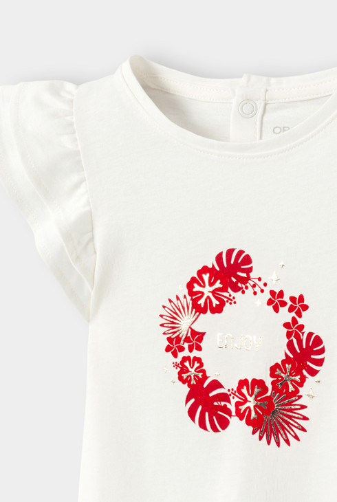 T-shirt à volants blanc fille 2