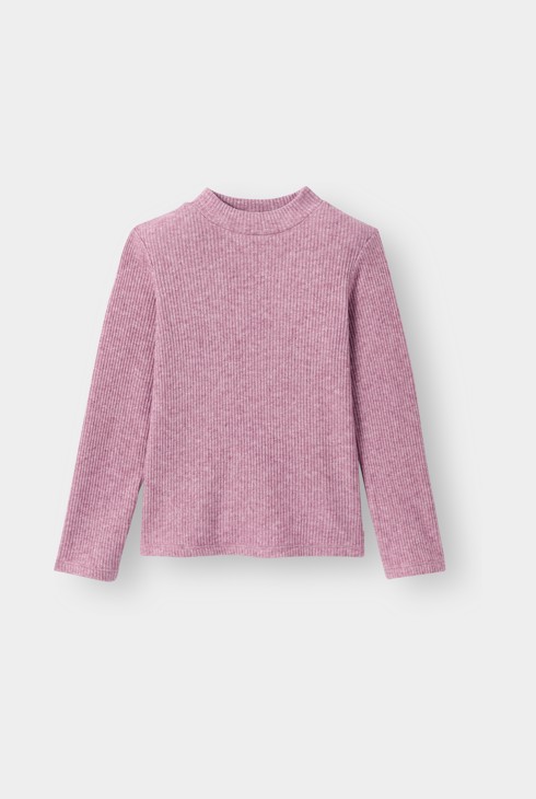 Pull maille tricot brillant rose fille 1