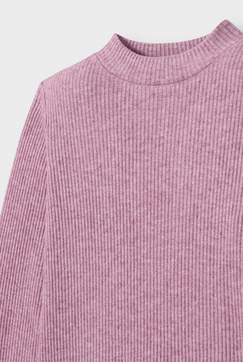 Pull maille tricot brillant rose fille 2