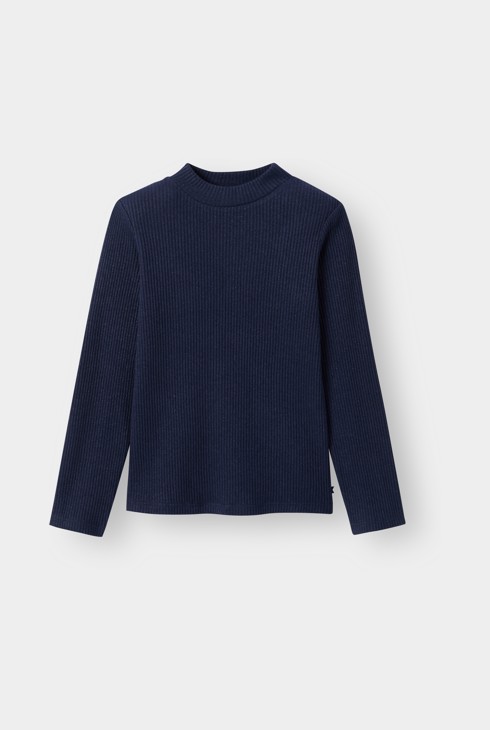 Pull maille tricot brillant bleu marine fille 1