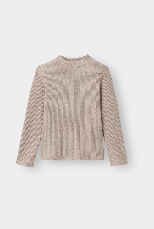 Pull maille tricot brillant beige fille 1