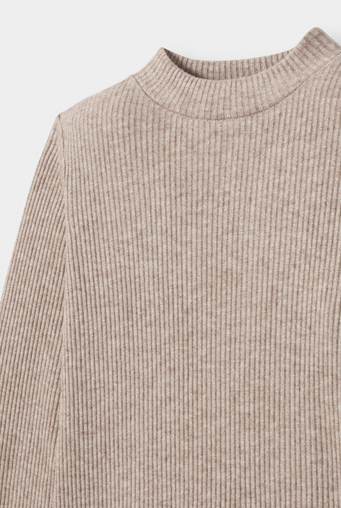 Pull maille tricot brillant beige fille 2