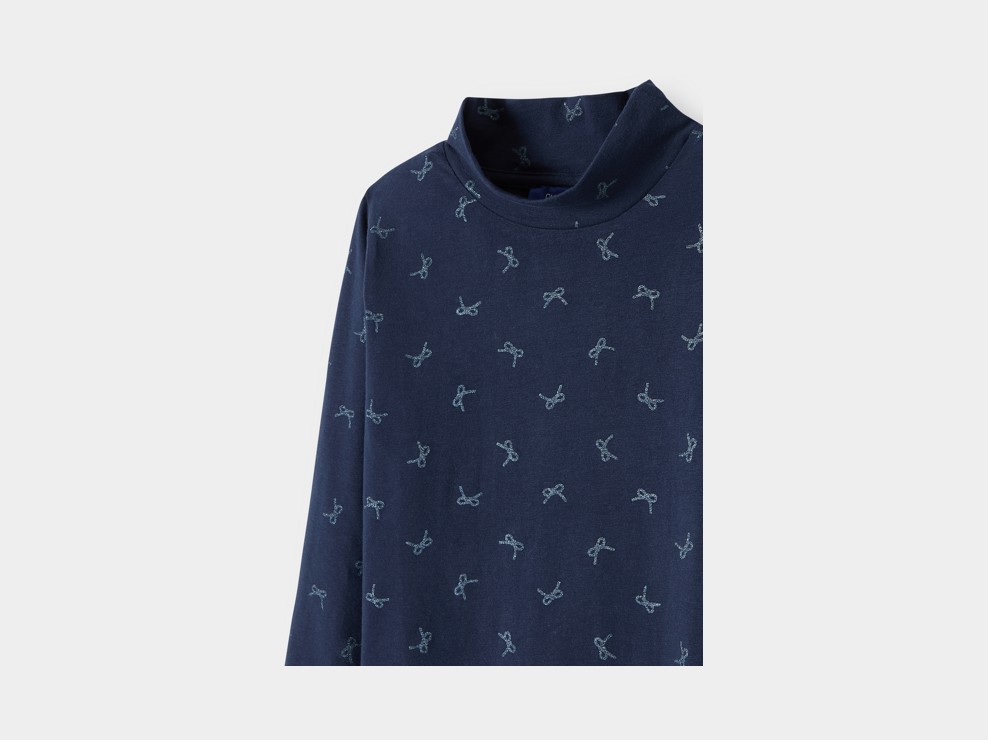 T-shirt col roulé manches longues bleu fille 2