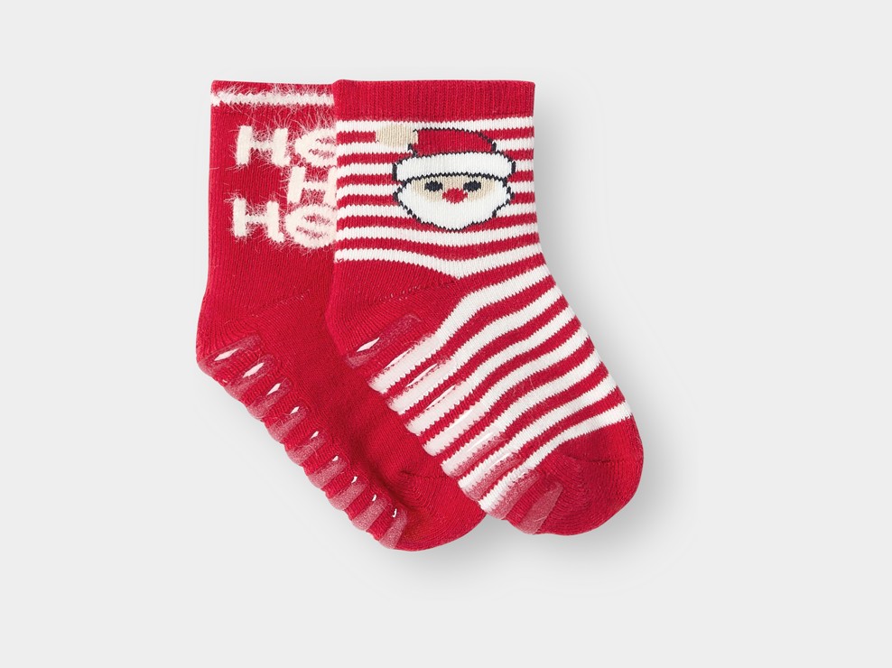 Chaussettes antiglisse fêtes rouge bébé garçon (lot de 2) 1