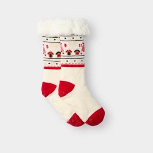 Chaussettes chaudes antiglisse rouge fille