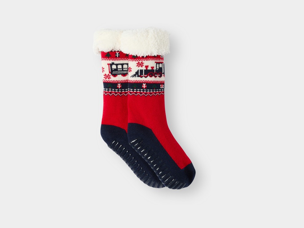 Chaussettes chaudes antidérapantes rouge garçon 1