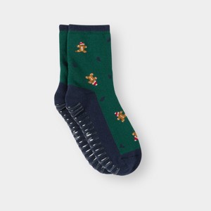 Chaussettes hiver antidérapantes vert garçon