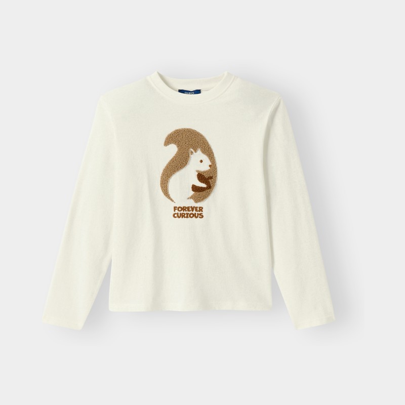 T-shirt bouclette écureuil écru fille