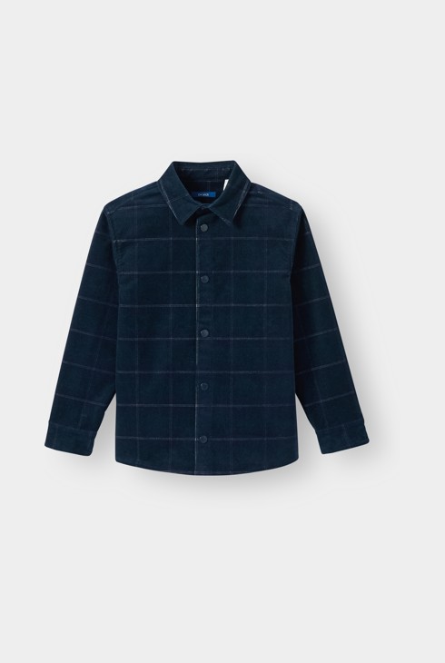 Camicia da bambino a quadri in velluto blu navy 2
