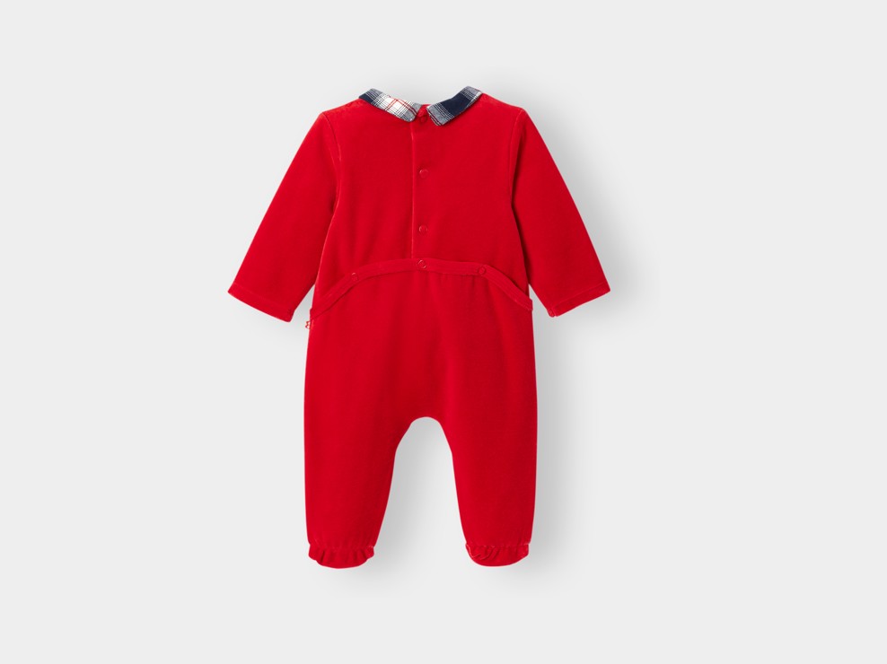 Schlafanzug aus Samt mit rotem Rentier für Babyjungen 2