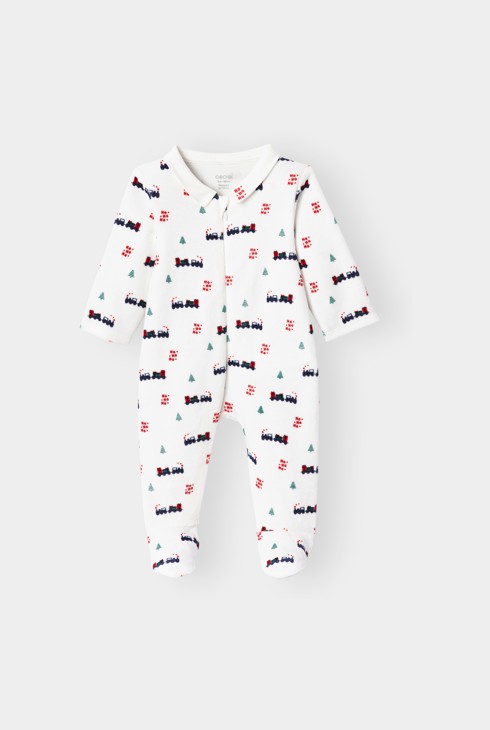 Pijames per a nen petit i càrdigan de vellut blanc 2
