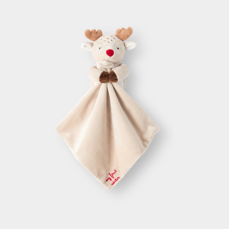Peluche in velluto a forma di renna beige, unisex