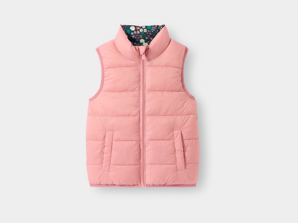 Doudoune sans manches réversible rose fille 1