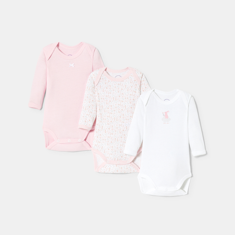 Absorba - Lot de 3 bodies manches longues bébé fille -