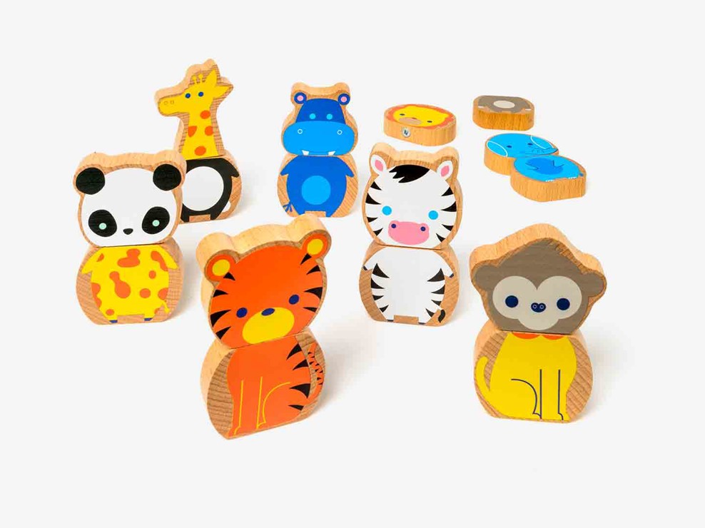 8 animaux de la jungle magnétiques en bois Oxybul 1