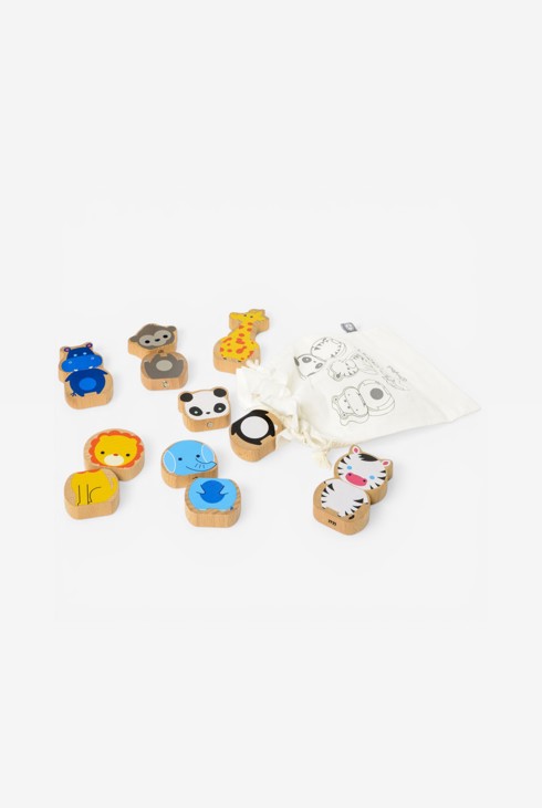 Oxybul Imagibul – Marionnettes Animaux Jungle : Lion, Éléphant, Singe, Zèbre, Hauteur 24 Cm, Doubles, Lavables, 3-8 Ans