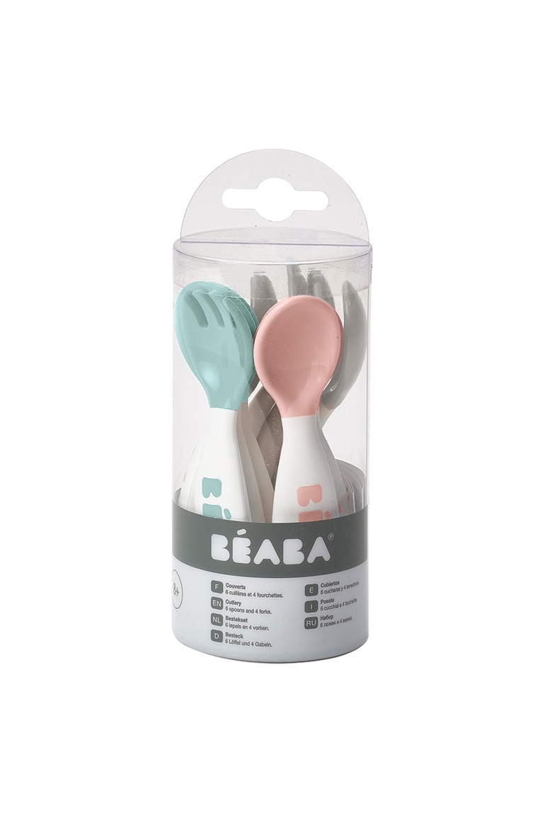 Lot de 6 cuillères ergonomiques et 4 fourchettes Beaba 1