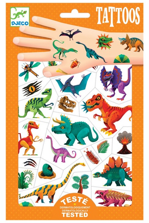 2 planches de tattoos Dinosaure Djeco 1