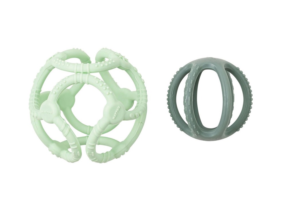 Set de 2 balles en silicone vert menthe Nattou 2
