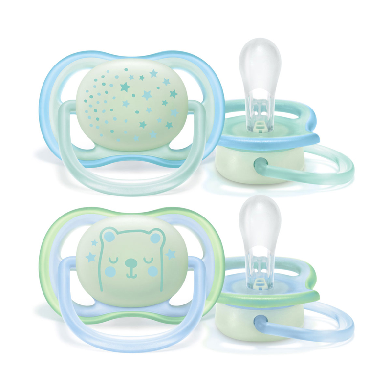 2 Sucettes Nuit 0 6 Mois Silicone Bleu Jaune2 Sucettes Nuit Phosphorescentes 0 6 Mois Silicone Bleu Jaune Avent Pour Enfant Des La Naissance Oxybul Eveil Et Jeux